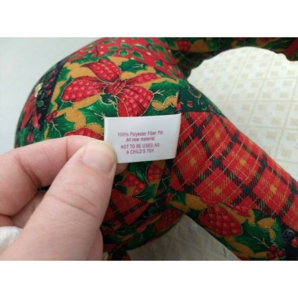 Crafty Lady Bear Sitting Stuffed Animal Plush Vintage X-mas Floral Pattern- Rare - Picture 7 of 8